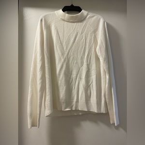 White Mock Neck Long Sleeve Sweater